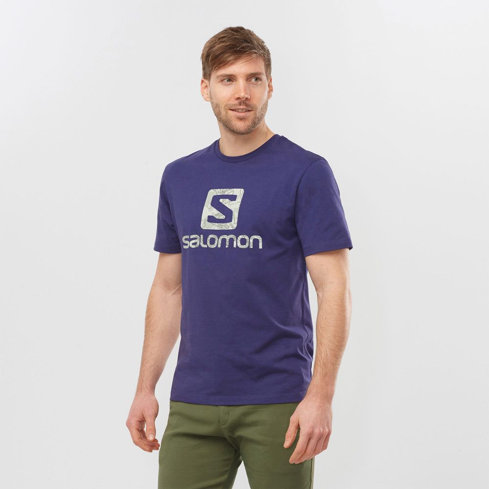 T-Shirts Salomon Homme Bleu Marine - Salomon OUTLIFE LOGO - France (9805-GBLWU)